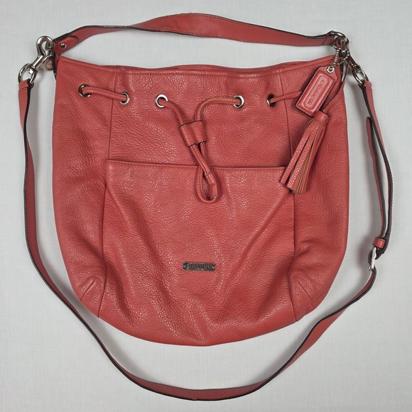 Coach Handbags - Coach Park Metro F27003 Bucket Bag Women Large Coral Pink Pebbled Leather